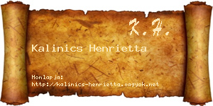 Kalinics Henrietta névjegykártya